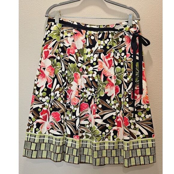Talbots Wrap Floral Full Pleated Skirt Size 12 - Picture 1 of 5